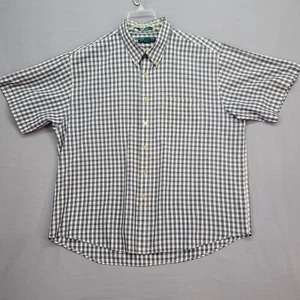 Claybrooke Wrinkle Free S.Sleeve Men Lg Blue Gray White Checked Pattern XXL - Picture 1 of 12