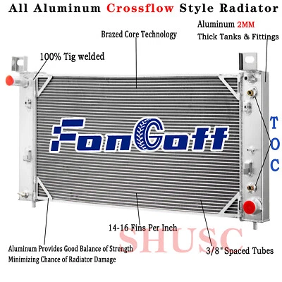 34"W 3 Row Radiator For 99-2013 12 Chevy Silverado 1500 2500 GMC Yukon Tahoe — 第 1/4 张图片