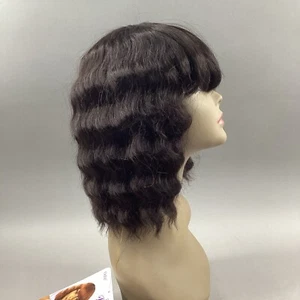 Peluca de cabello humano 100 % ondulada corta negra apagada HH-Rayna #1B - Imagen 1 de 9
