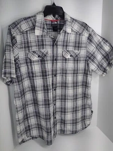Camisa para hombre The North Face con botones de manga corta a cuadros grande blanca negra gris - Imagen 1 de 11