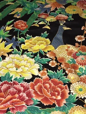 Concord Fabrics Floral Peacock Polished Cotton Fabric Quilting Craft Sewing  BTY - Image 1 of 4