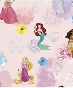 1 M.LITTLE JOHNNY DISNEY ROSA PRINCIPESSA SIRENA DIGITALE 100% cotone Fab 60 W. - Foto 1 di 2