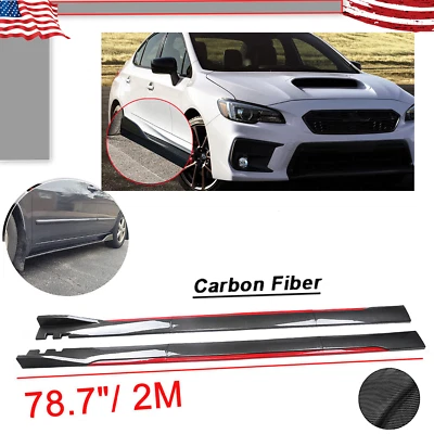 Carbon Fiber Look Side Skirt Extension Spoiler Splitter For Subaru WRX STI 2015 Foto 1 de 4