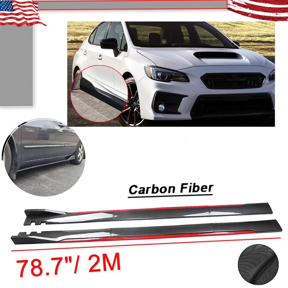 Carbon Fiber Look Side Skirt Extension Spoiler Splitter For Subaru WRX STI 2015 Foto 1 de 4