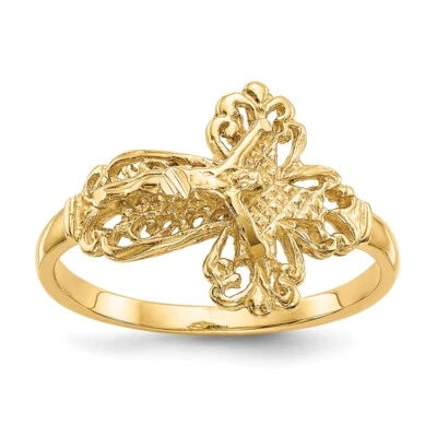 Anillo Crucifijo Oro Amarillo 10K Regalo para Mujer Talla 6 Foto 1 de 4