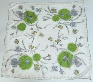 Vtg Hadson Hand Rolled Butterfly Scarf Rayon BEAUTUFUL BUTTERFLIES Japan Made - Picture 1 of 16