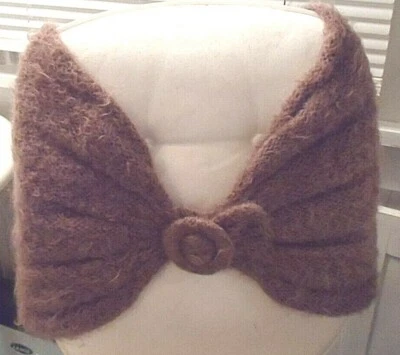 Винтажная регулируемая пряжка BERNAT Mohair Stole или Shrug/Shawl/Wrap светло-коричневая OS - Изображение 1 из 4