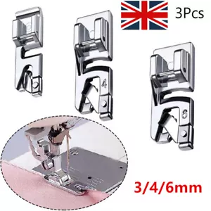 3 Pieces Narrow Rolled Hem Sewing Machine Presser Foot Set For Singer, Brother - Picture 1 of 15