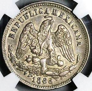 1888-Cn NGC XF 45 Mexico 25 Centavos Rare Culiacan Silver 86k Coin (24121004C) - Picture 1 of 6