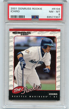 2001 DONRUSS THE ROOKIES #R104 ICHIRO SUZUKI ROOKIE CARD RC, MARINERS, PSA 8