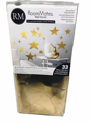 Room Mates Wall Decals 33 Ct Stars Pattern Foil Laminado Metallico Calcamonias  - Image 1 of 4