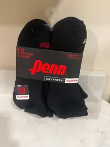 Penn Socks Black Size 10-13 New (10 Pair)Free Shipping BRAND NEW WITH TAGS - Picture 1 of 4