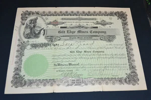 Gilt Edge Mines Company 1916 stock certificate – Oatman Arizona gold - Picture 1 of 1