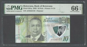 Botswana 10 Pula 2020 P36Aa Polymer Uncirculated Grade 66 - Picture 1 of 2