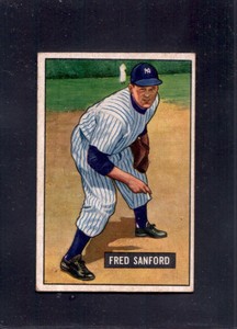 1951 Fred Sanford Bowman #145 Yankees Baseball Card