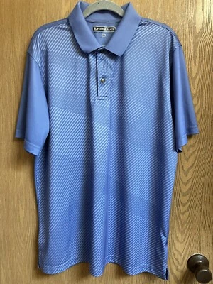 Camiseta Henley Pebble Beach Alta 3 Botones Rayas Medianas y Azul Claro Talla XL Foto 1 de 4