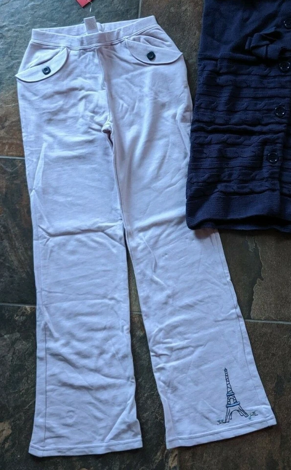 Nuevo con etiquetas Pantalones Gymboree Talla 10 PETITE MADEMOISELLE Lavanda Púrpura Tejido Torre Eiffel Foto 1 de 1