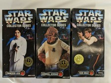 3 Lot Kenner Star Wars Collector Series 12" Leia, Han Solo, Admiral Ackbar