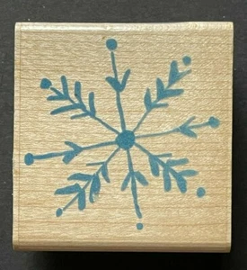 Single Pattern Frost Snowflakes Winter Season Holiday Weather Wood Rubber Stamp - Picture 1 of 3