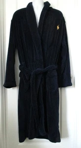 Men’s Polo Ralph Lauren Plush cotton Navy Robe S/M - Picture 1 of 8