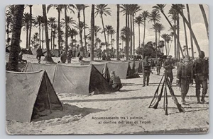 Italian Military Camp among the Palm Trees Tripoli Oasis  Libya 1911 Postcard - Picture 1 of 2