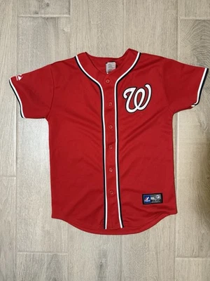 Camiseta de béisbol Majestic para niños de los Nacionales de Washington auténtica talla grande 14-16 Foto 1 de 4