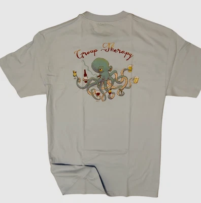 Men's T shirt-JOE MARLIN-Octopus drinking-Group Therapy-100% Cotton-BIG SIZE 4XL - Image 1 of 4