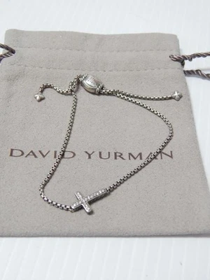 ELEGANTE PULSERA CRUZ PLATA ESTERLINA DIAMANTES DAVID YURMAN - ¡REGALO EXTRA BONITO! Foto 1 de 4