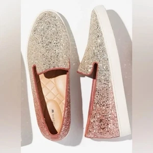 Birdies Size 9 The Swift Ombre Pixie Dust Sparkle Pink Silver Slip On Sneakers - Picture 1 of 12