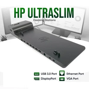 HP 2013 USB 3.0 UltraSlim Docking Station for HP EliteBook 840 G1 G2 G3 G4 G5 - Picture 1 of 7
