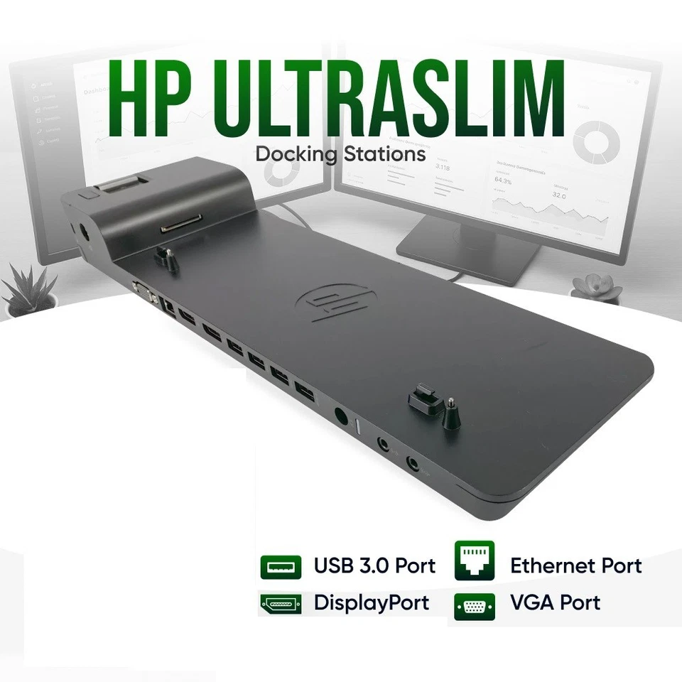 HP 2013 USB 3.0 UltraSlim Docking Station for HP EliteBook 840 G1 G2 G3 G4 G5 - Image 1 of 4
