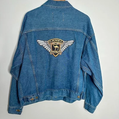 罕见复古 90 年代骆驼香烟大号牛仔卡车司机夹克广告标志 — 第 1/4 张图片