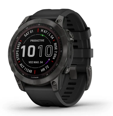 Garmin Fenix 7 Sapphire Solar 47mm Edelstahlgehäuse-Schiefengrau mit... - Bild 1 von 4