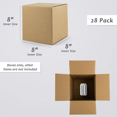 8x8x8 Shipping Boxes 28 Pack Brown Corrugated Cardboard Mailers Small Business - Image 1 of 4