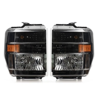Upgrade Headlights 2008-2018 Ford E-150 250 350 Black Halogen Pair Conversion - Image 1 of 4