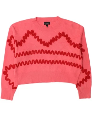 Suéter Jersey TOPSHOP Mujer Gran Tamaño Cuello Redondo Reino Unido 10 Pequeño Rosa Rayas AU04 Foto 1 de 3