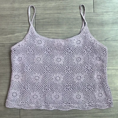Camiseta sin mangas vintage Newport News Jeanology lavanda forrada a ganchillo talla L Foto 1 de 4