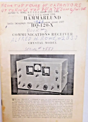 1938 - Hammarlund HQ-120-X - Manual receptor de cristal de jamón amateur - 16 páginas Foto 1 de 4