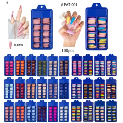 100× False Nail Tips Matte Full Cover Long Stiletto Fake Nails Art Manicure UK - Image 1 of 4