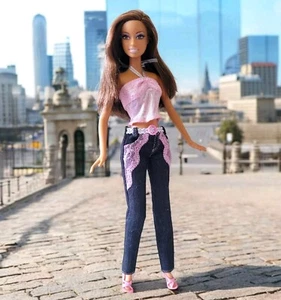 Barbie 2008 Mattel Disco Ball Moda Fiebre Muñeca Teresa Jeans Rosa Metálico Top - Imagen 1 de 9