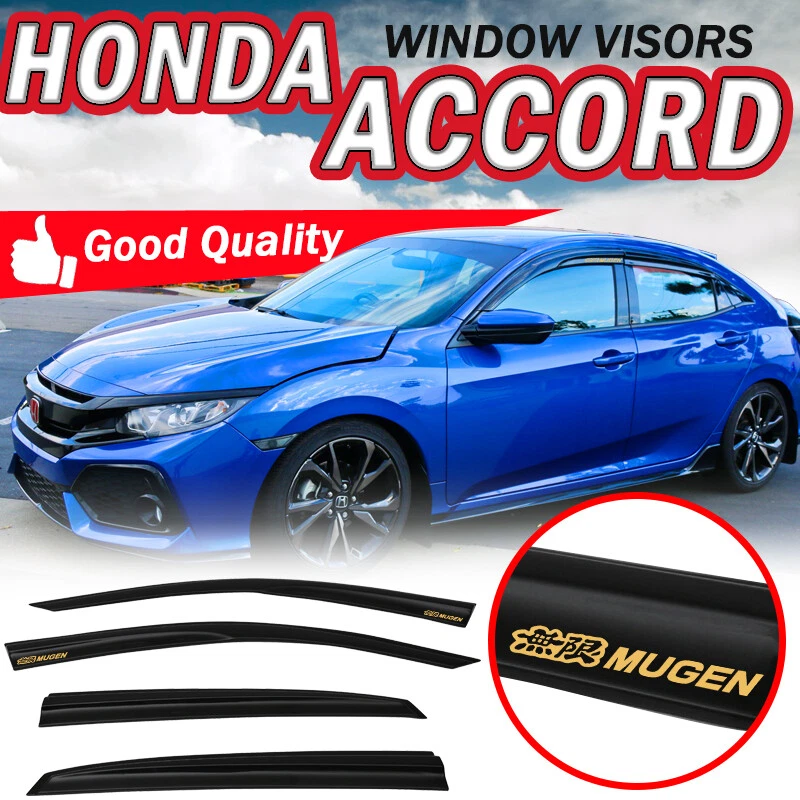 For 17-21 Honda Civic Hatchback Window Visors Smoke Shade Guard Mugen Style 4PCS Foto 1 de 4