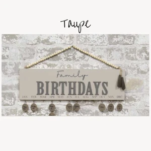 NEW! Wooden Family Birthday Calendar Beaded Hanger Faux Suede Tassel Metal Hooks - Picture 1 of 2