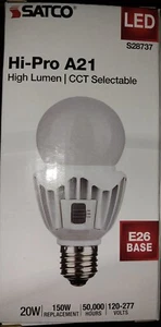 New 12pk Satco LED Light Bulb Hi-Pro A21 20W E26 Base Selectable Light - Picture 1 of 6