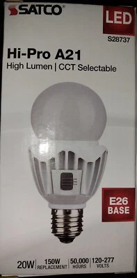 New 12pk Satco LED Light Bulb Hi-Pro A21 20W E26 Base Selectable Light - Image 1 of 4