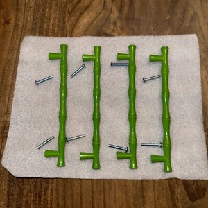 Set vier (4) grüne Bambus 5" Griffe Schubladenknöpfe Schranktür USA VERSAND - Bild 1 von 11