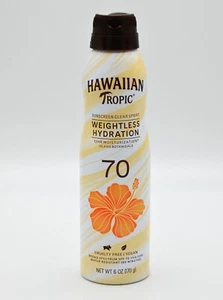 Hawaiian Tropic Weightless Hydration Sunscreen Clear Spray SPF 70 - Picture 1 of 6