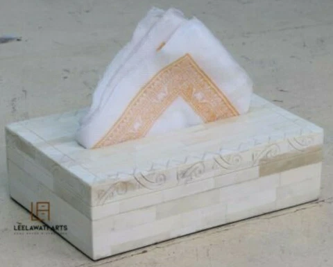 Bone Inlay White Color Home Decorative Tissue Paper Box Cover