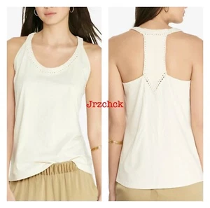 NWT Woman’s Ralph Lauren Macrame T Back Tank Top Cream SZ L $59.50 - Picture 1 of 3