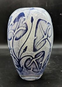 Vintage 8.5" Olle Brozen Kosta Boda Floating Flowers Signed Art Glass Vase 