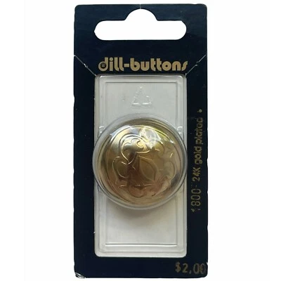 Button 24K Gold Embossed Shank Single 1-3/16" 30MM Vintage Dill No. 1800 Germany - Image 1 of 4